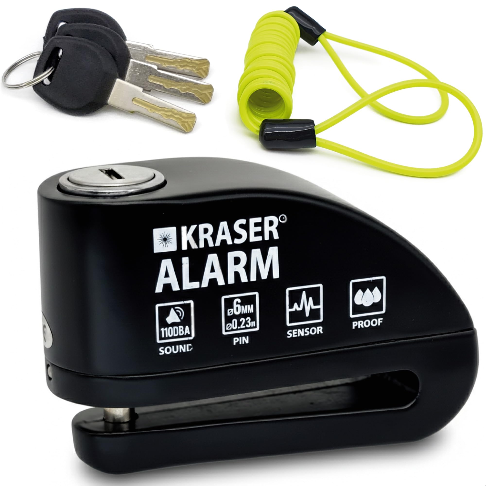 Antivol à Disque Pour Moto Avec Alarme 110 DB - Sécurité Pour Scooter, Vélo, Frein De Disque - Neuf