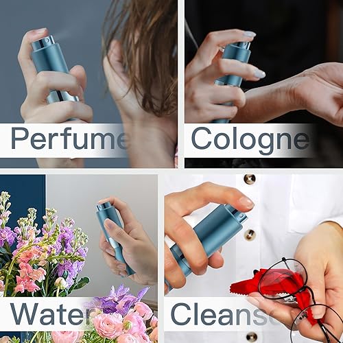 Miniatura 4 de Atomizador de perfume de 0.7 fl oz, botella rociadora de colonia de viaje, dispensador de rociador vacío (azul, 1 unidad)