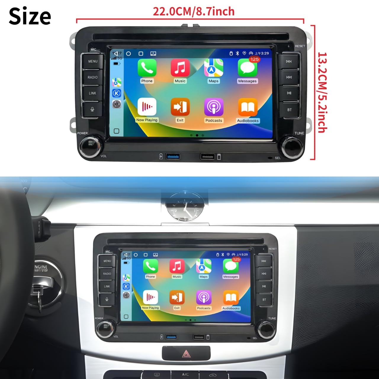 Radio de Coche para VW Golf 5 Golf 6 Skoda Polo Touran Passat Tiguan, Pantalla de 7 Pulgadas Bluetooth DSP FM USB RDS SWC Mirror Link para iOS/Android+Canbus