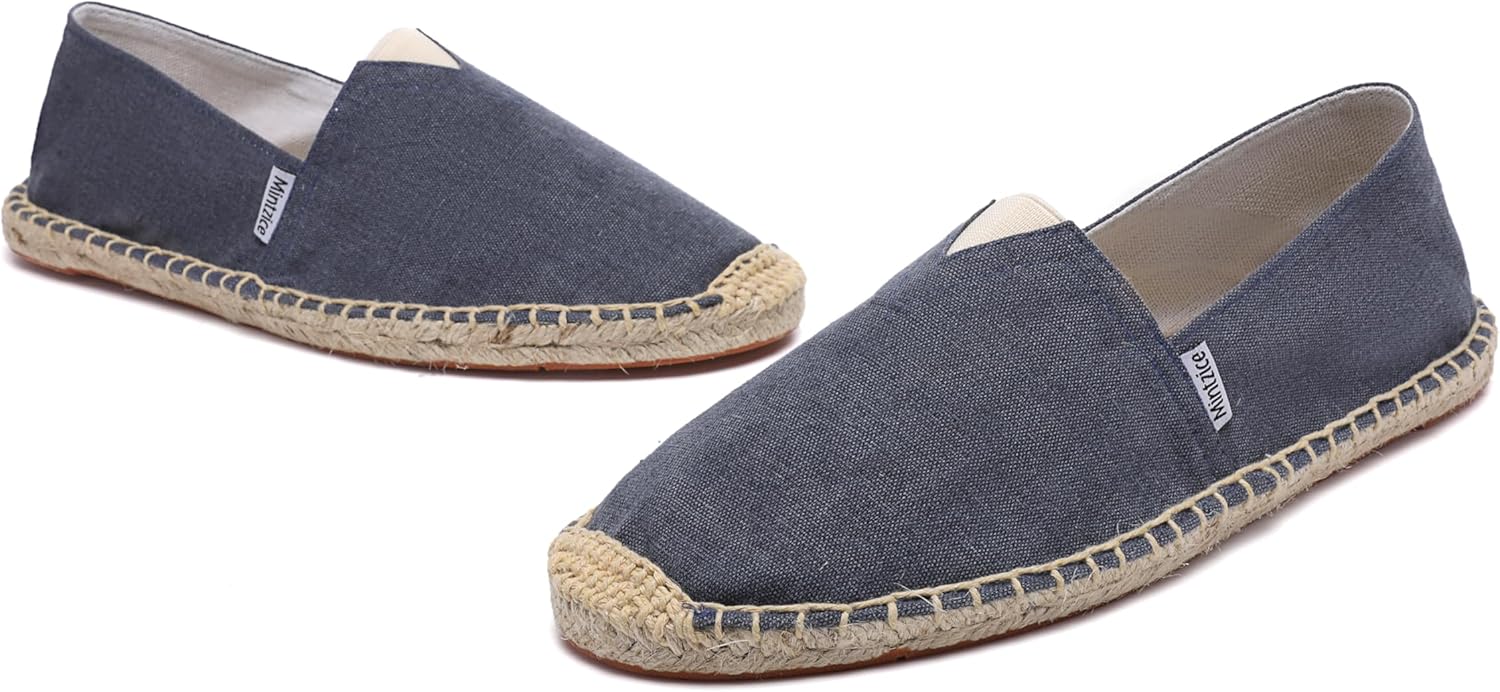 Mintzice Men's Solid Comfortable Slip on Canvas Espadrilles Flat - Image 8