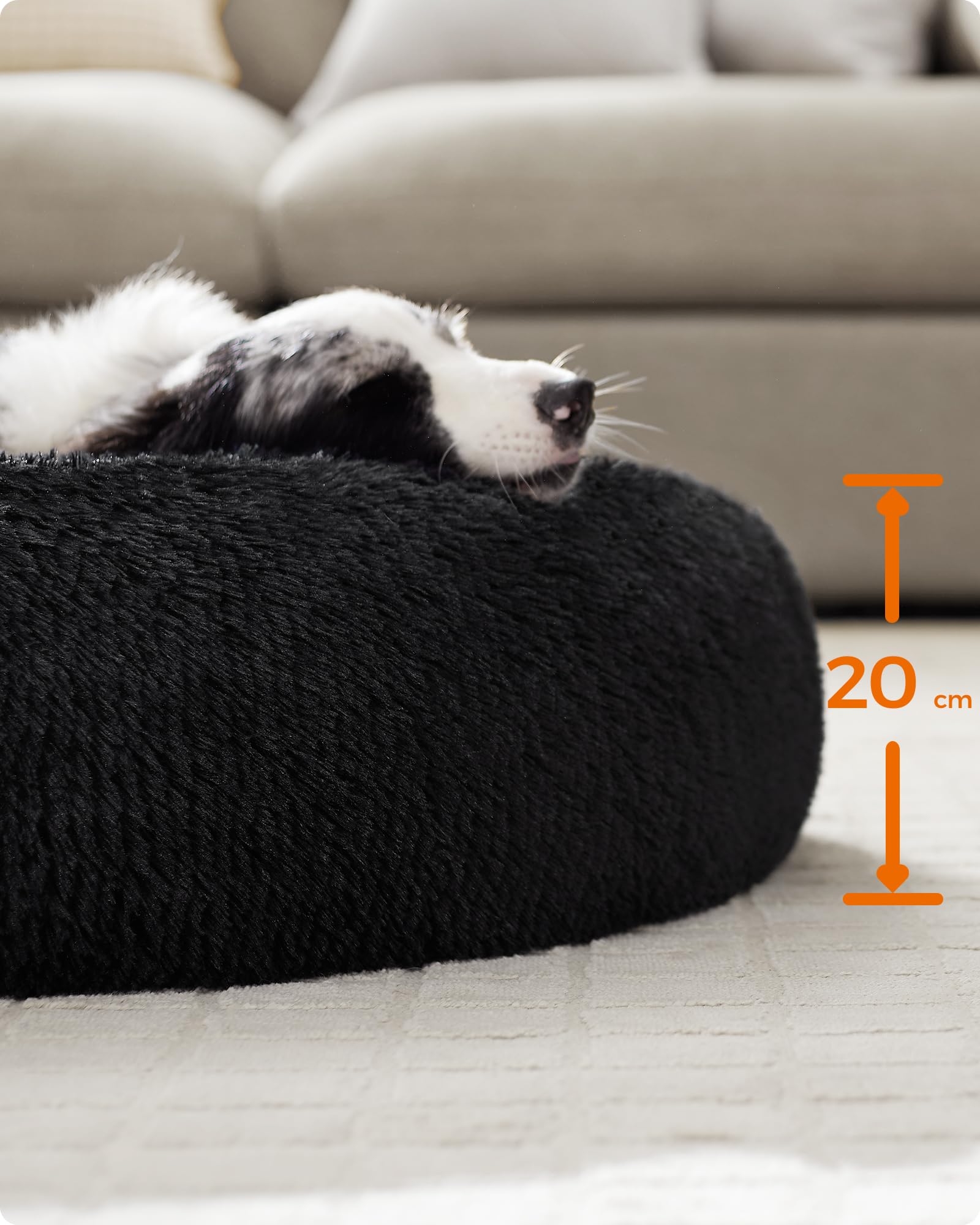 سرير مناسب للكلاب والقطط، مع سطح خارجي مصنوع من المخمل الناعم، 50 سم، لون رمادي PGW037G01، من العلامة التجارية فيندريا