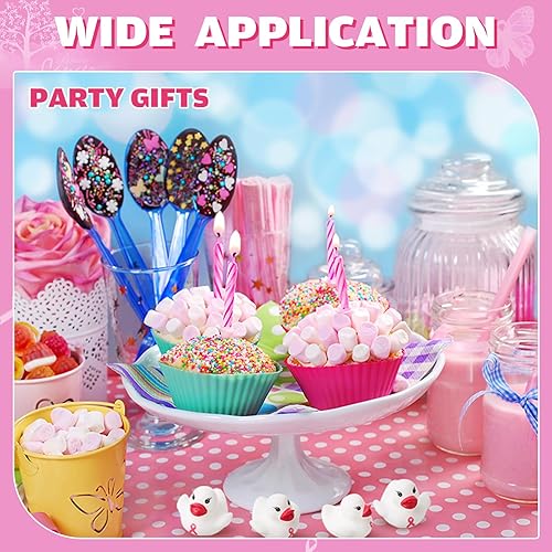 Miniatura 6 de Libima Patos de goma de 2 pulgadas para concientización sobre el cáncer de mama a granel, mini patos de goma flotantes, juguete de baño para baño,