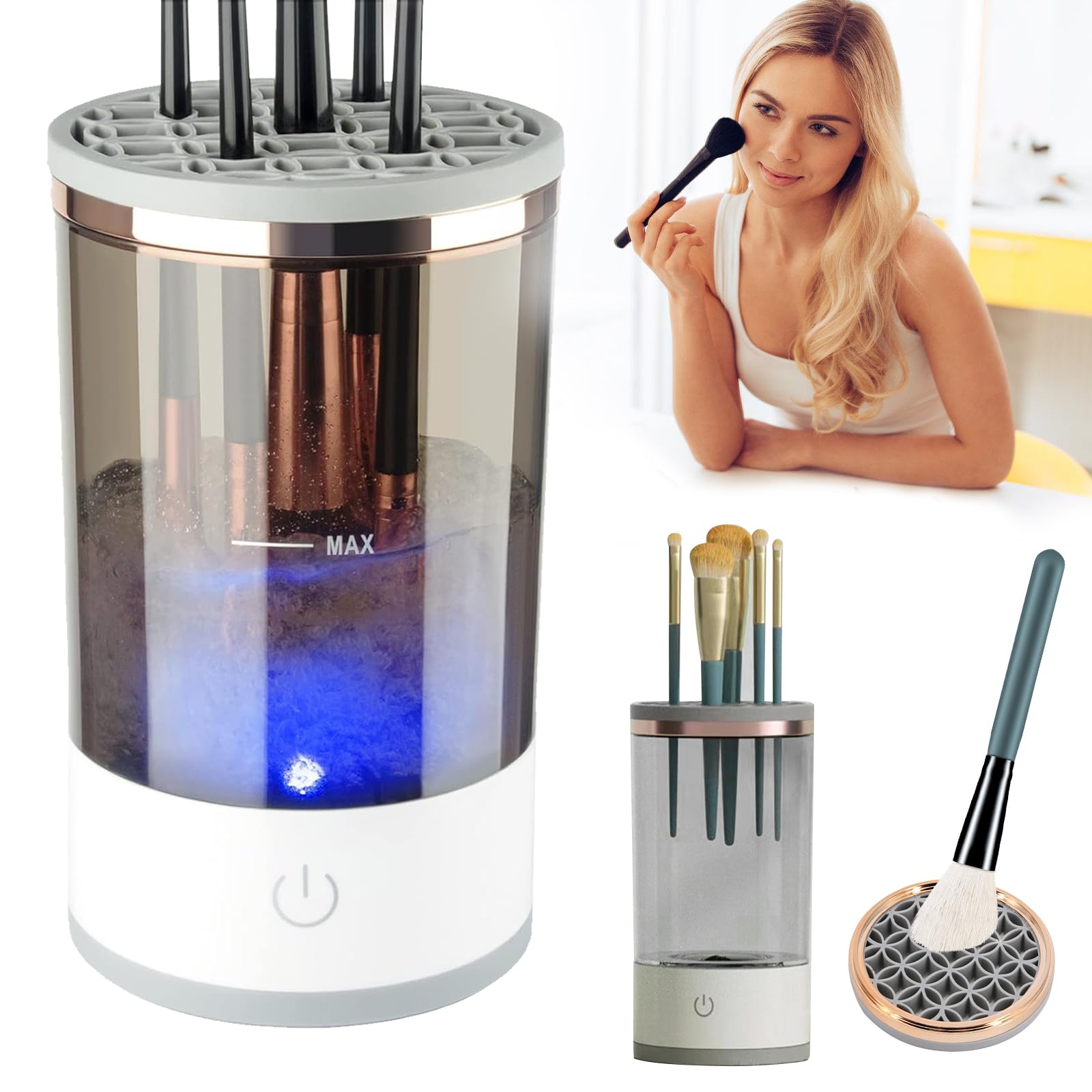 Okdance Electric Makeup Brush Cleaner, 1pcs 7000Rpm Make up Brushes Cleaner Machine, Gentle Cosmetic Brush Cleaner Makeup for Women Cosmetics Cleaning（Black)