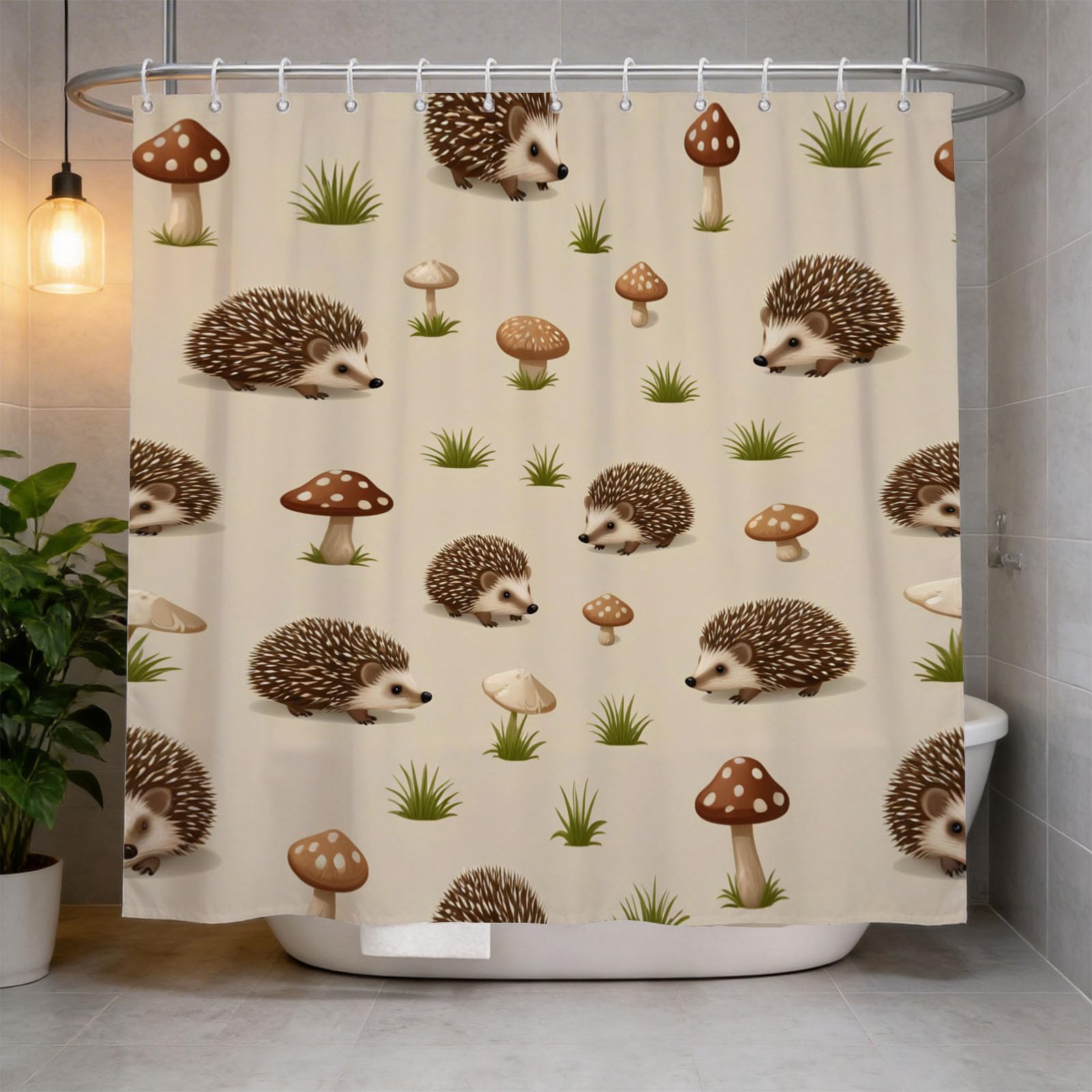 Hongduo 3D Hedgehog Shower Curtain for Stalls Bathtubs Cute Bathroom Decor Shower Curtain Set Polyester Fabric Waterproof 120x180cm/48X71 Inch with Hooks