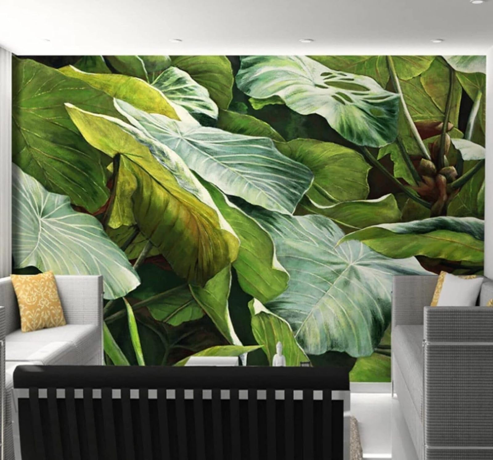 XLMING Three Dimensional Fresh Tropical Plants Banana Leaves 3D Wallpaper Luxury Home Dining Decor Paste Sofa Living Room The Wall for Bedroom Mural-400cm×280cm