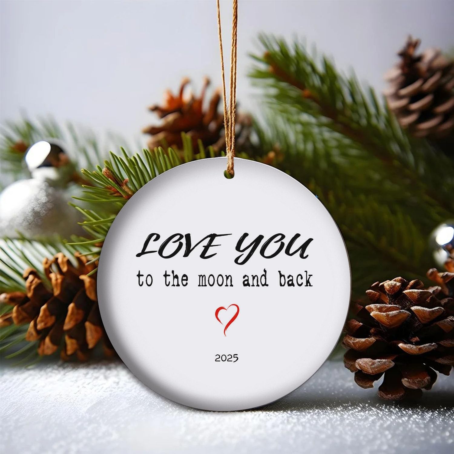 Condition photo showing New/Like New for ‘Love You to The Moon & Back’ Ornament – Heartfelt for Family | Keepsake for Mom, Daughter, or Grandchild | Celestial Holiday Decor V14