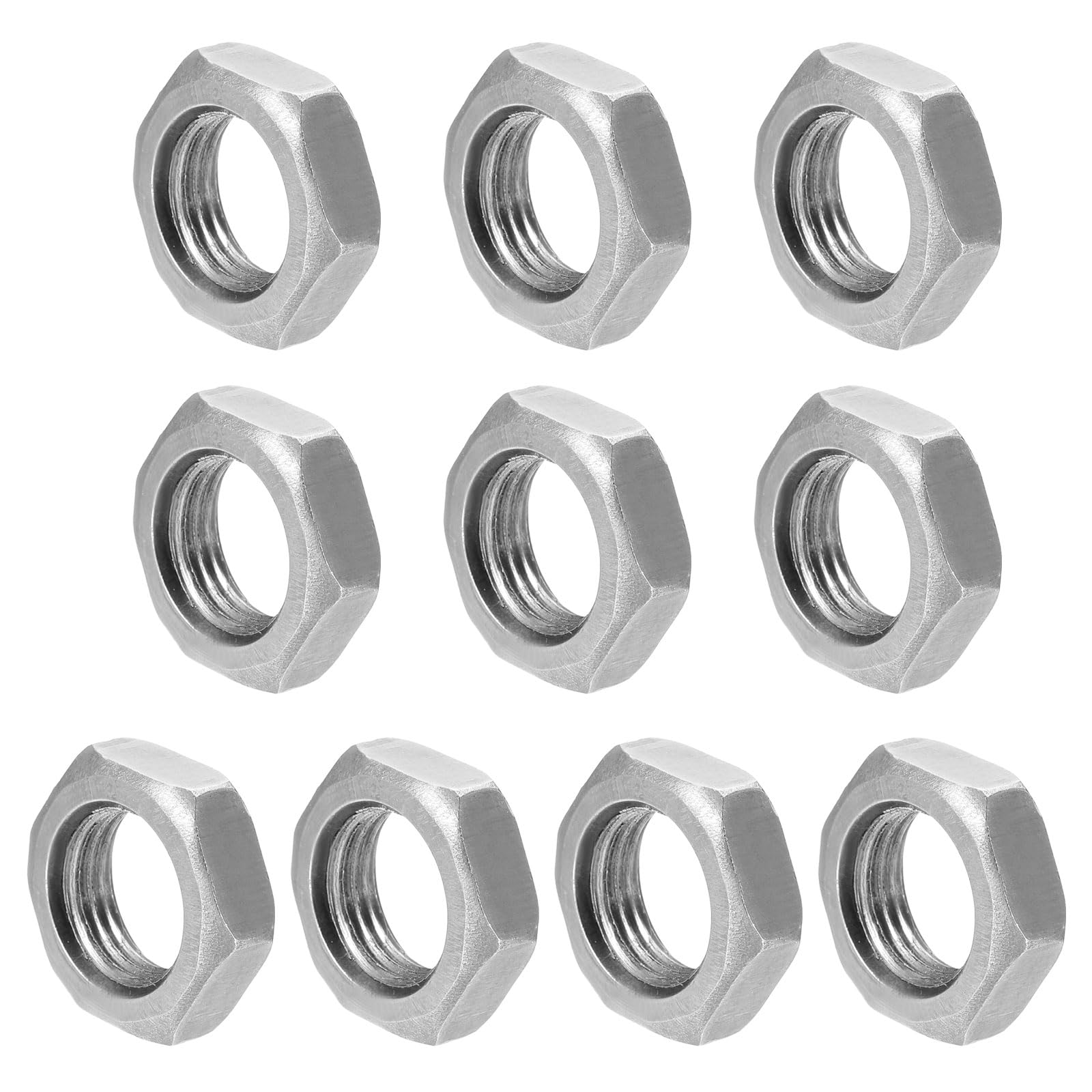 sourcing map 10Pcs M16x1.5-Pitch Coupling Nuts, 8.8mm Length Carbon Steel Hex Rod Coupler Nut Fully Threaded Studding Connector Fasteners, Silver Tone