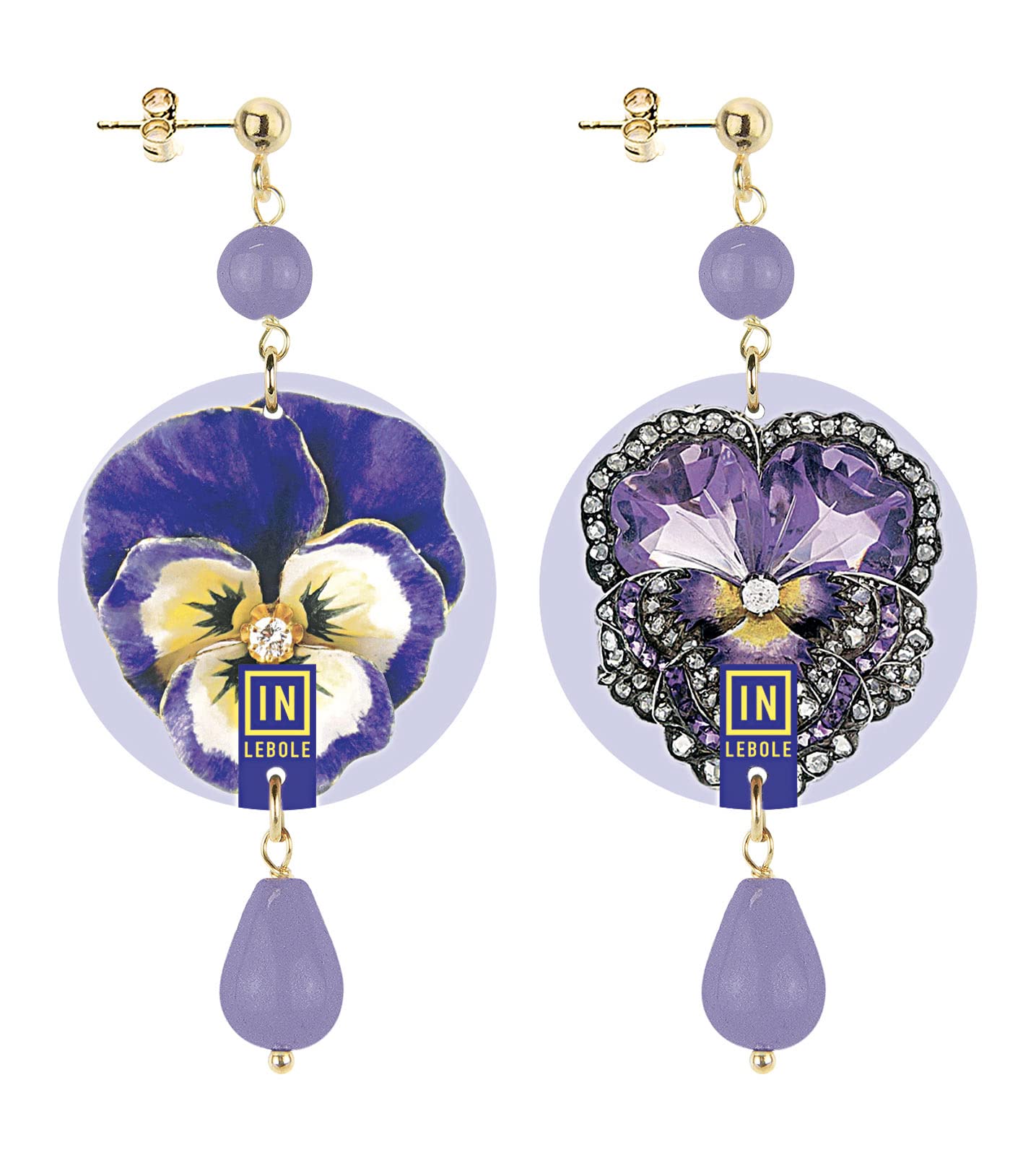 Collezione The Circle Piccolo Panse Orecchini da Donna in Ottone Pietra Lilla
