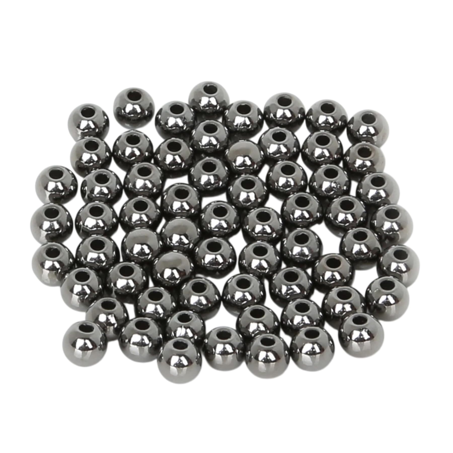 Fiozroor 100pcs Round Metallic Black Beads 10mm Spacer Beads