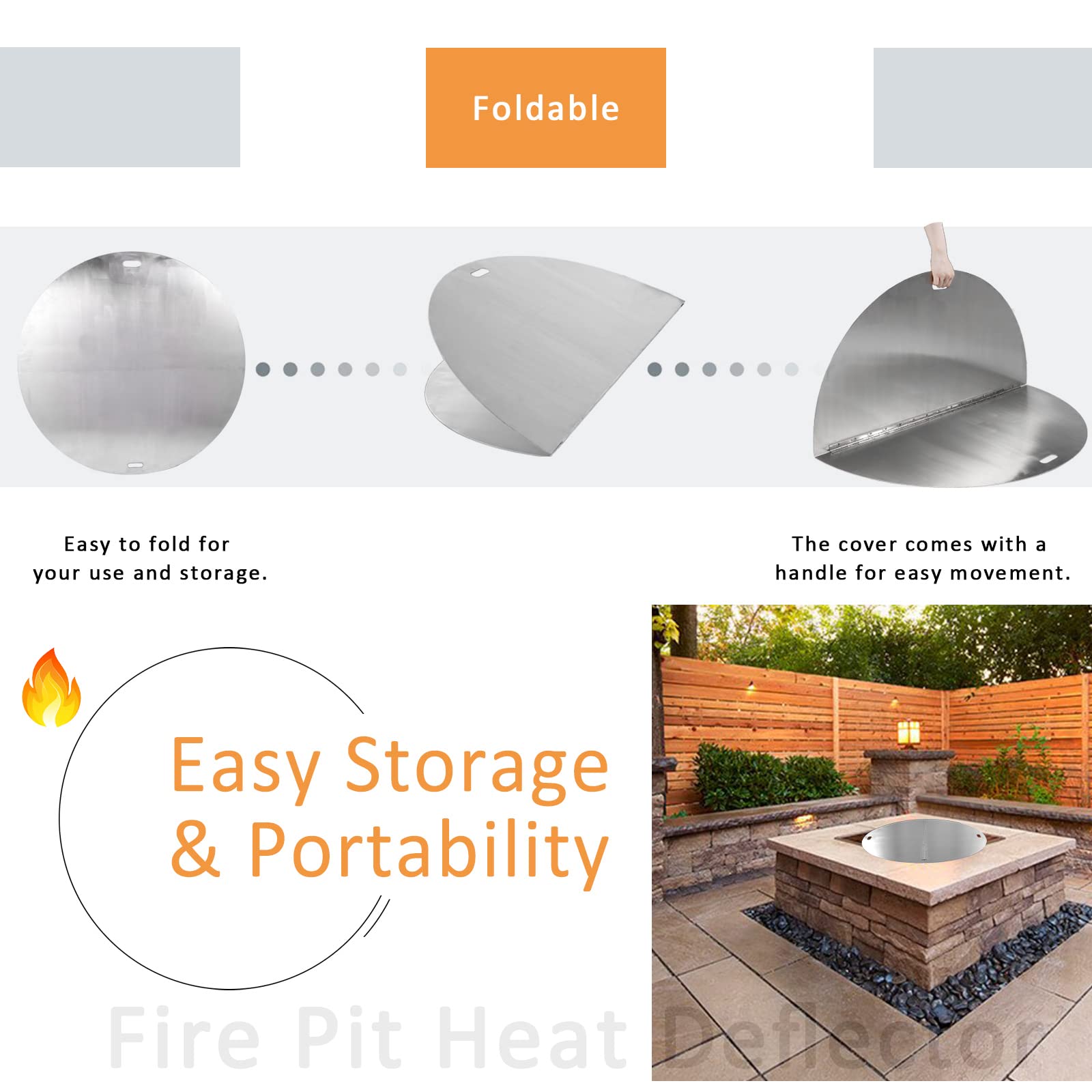 Marada 40 Inch Fire Pit Lid Round 430 Stainless Steel Cover Heat