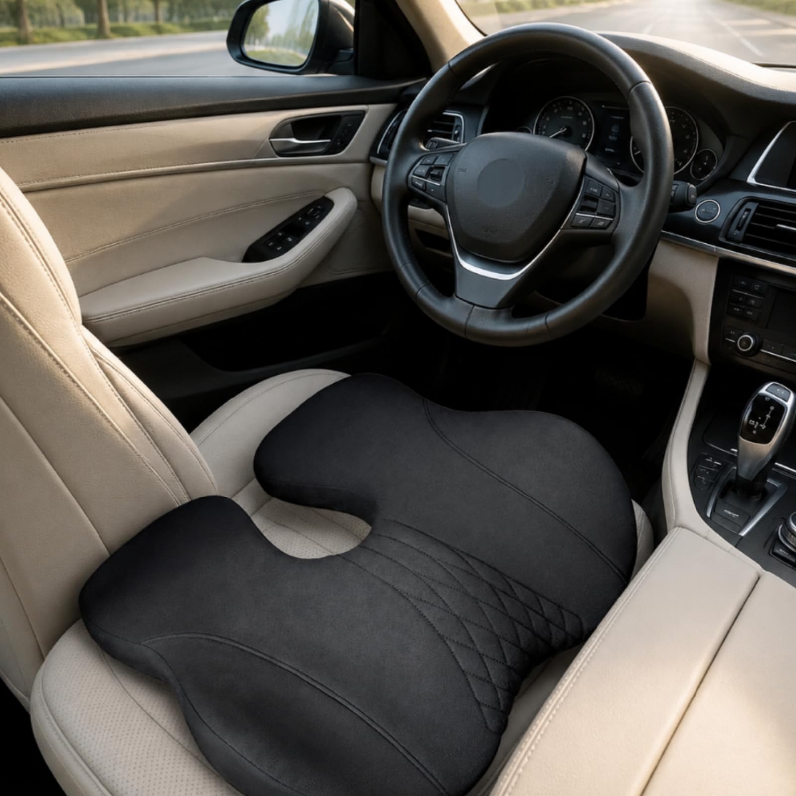Cojín dor para Coche Firme, Gris Mineral【Modelo Diamante】