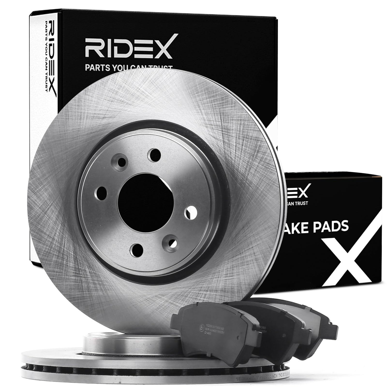RIDEX 3405B0872 Juego para eje Kit de discos de freno y pastillas Delantero sin tornillos Compatible con RENAULT Megane 2 Ranchera familiar KM0/1