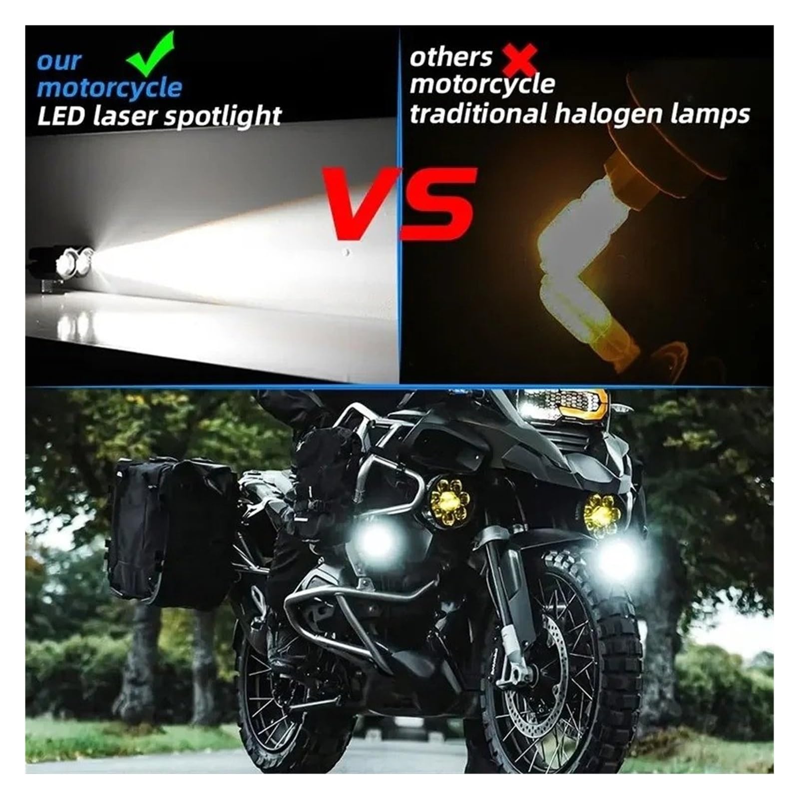 ESPYN Phares Moto Phares LED Universels Pour Moto Avec Lentille Phare Supplémentaire Pour Scooter Blanc Jaune 12v(2 pièces)