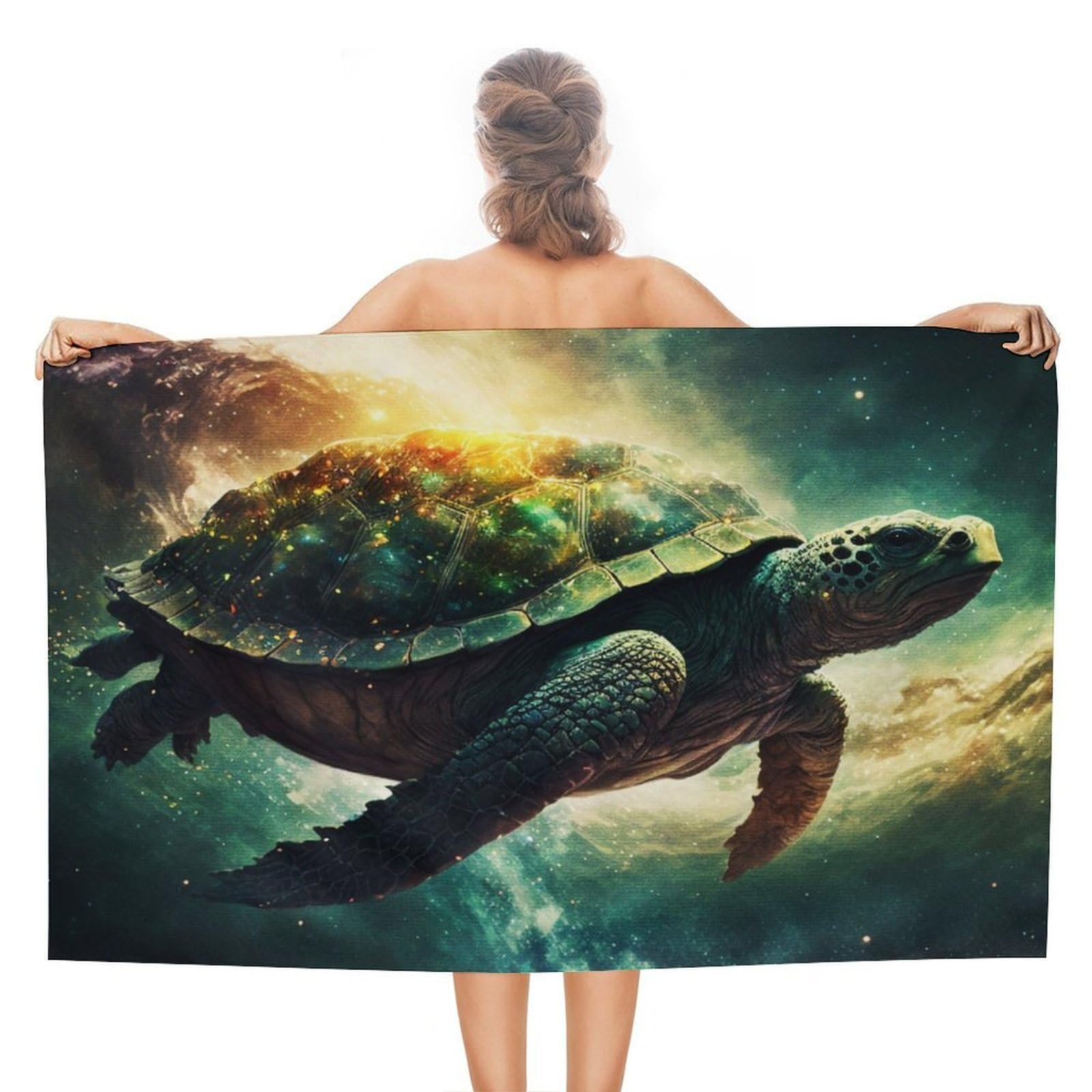 Serviette de plage légère Turtles in Space 130x80 cm pour le sport