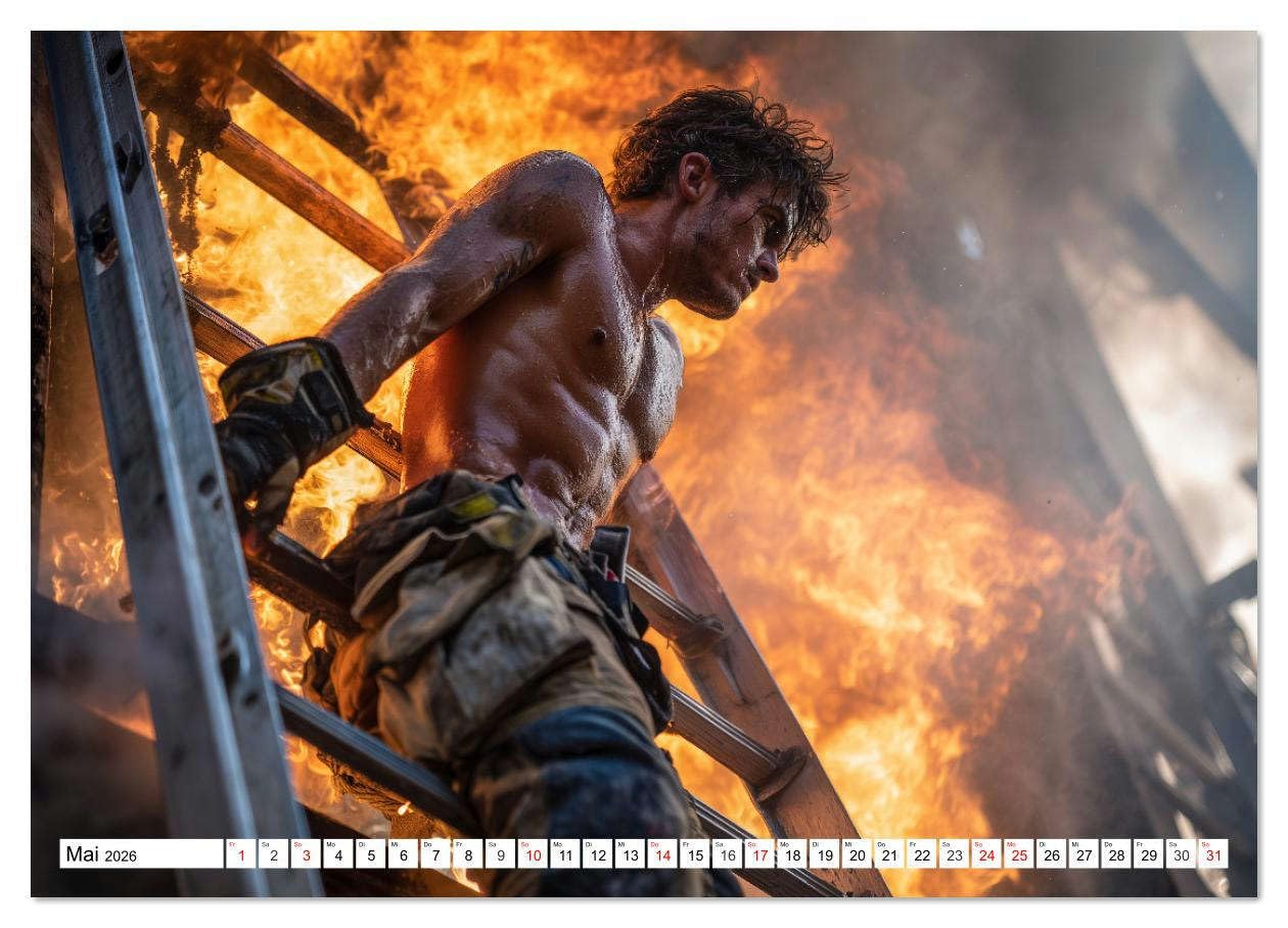 Feuerwehrmänner - Sexy Körper und heiße Flammen (Wandkalender 2026 DIN A3 quer), CALVENDO Monatskalender: Erotischer Männerkalender: Nackt, muskulös ... in Uniform und Einsatz (CALVENDO Erotik)