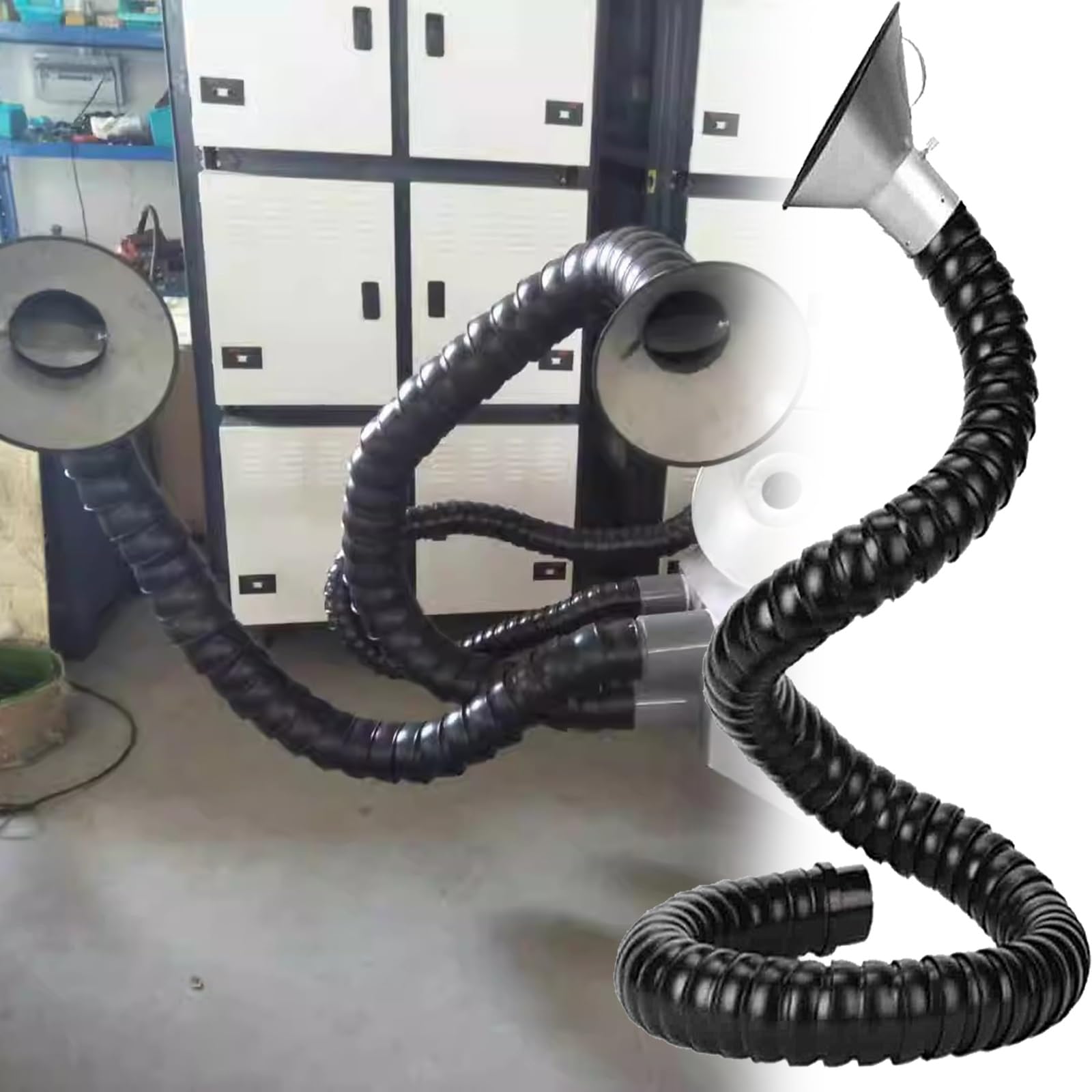 Tubo flessibile per aspirazione fumi da 2 m, con cappuccio regolabile, braccio di raccolta polvere industriale per officina, 160 mm, sistema di filtrazione dell'aria efficiente
