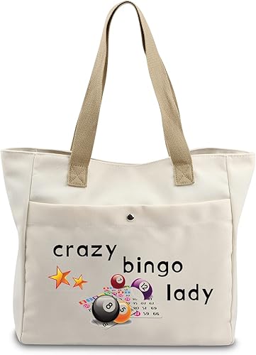 VAMSII Crazy Bingo Lady Tote Large Juego de Bingo Bolsa de Almacenamiento Bingo Amante Regalos Bingo Jugador de Bingo Bolsa de Bingo Bolsa de