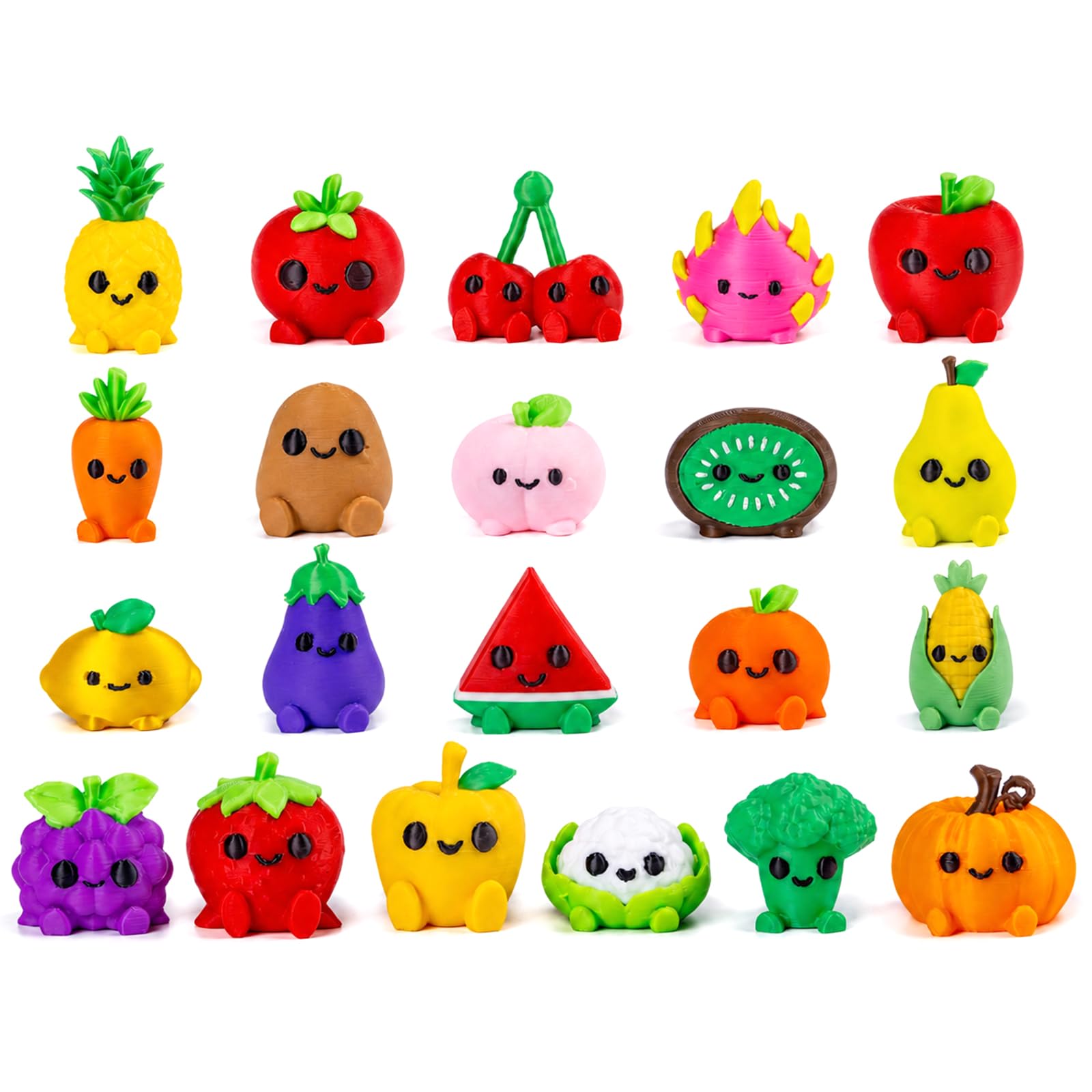 zhongko 21Pcs Mini Fruit Veggie Figures, Fake Fruit Ornament, Tiny Play Food Sets for Children Kitchen, 3D Printed Toys for Desk & Car Decor, Mini Stuff for Dollhouse, Party Bags Fillers & DIY Crafts