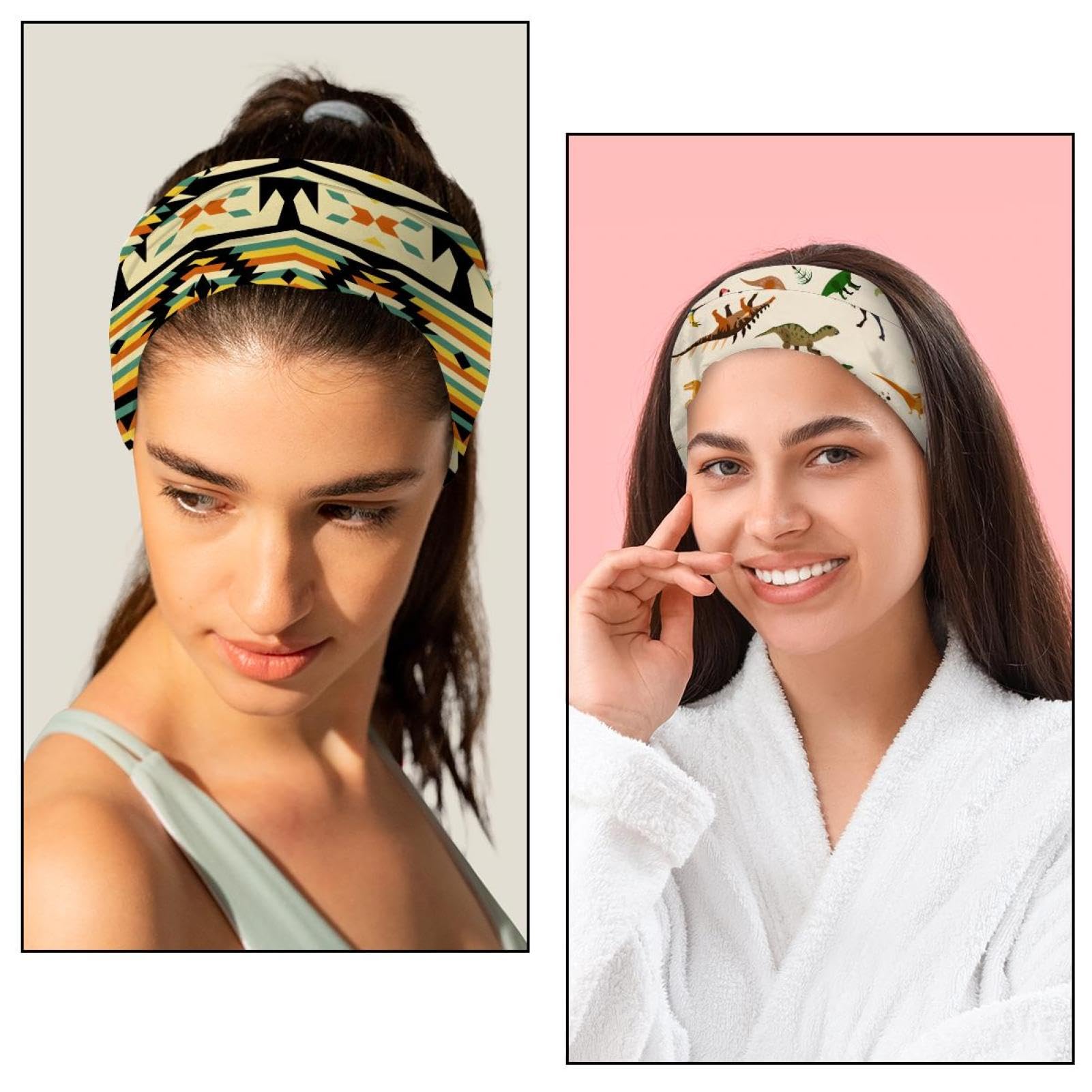 Lot de 6 bandeaux larges pour femme, motif étoiles blanches sur bleu, turban doux, antidérapant, élastique pour la sueur, yoga, entraînement, bandana, nœud croisé