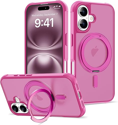 Miniatura 25 de Funda diseñada para iPhone 14 Pro Max con soporte de anillo magnético giratorio de 360° [compatible con Mag-Safe] [protección de grado militar]