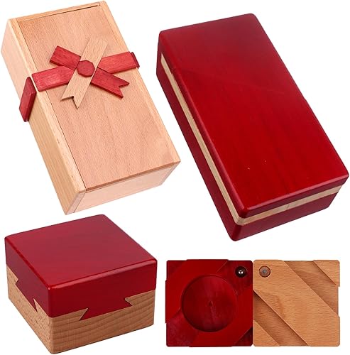 Caja de rompecabezas de 3 piezas, caja secreta de madera 3D, caja de almacenamiento con compartimentos ocultos, tarjeta de regalo, caja de joyería,