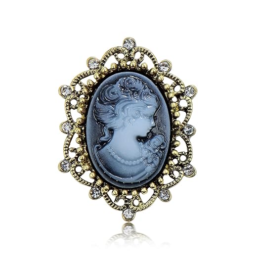 EMEGCY Victorian Cameo Brooch Pin Vintage Maiden Portrait Brooches Pins Rhinestone Christmas Brooch Jewelry Gifts for Women Lady