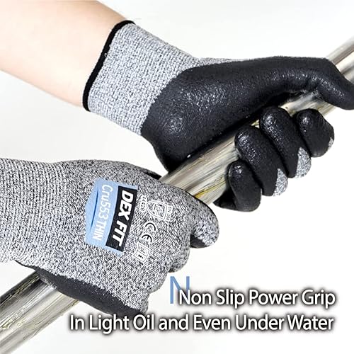 Miniatura 4 de DEX FIT Guantes Cru553 de precisión resistentes a cortes de nivel 5, agarre firme, ajuste cómodo 3D, ligeros y duraderos, compatibles con pantalla