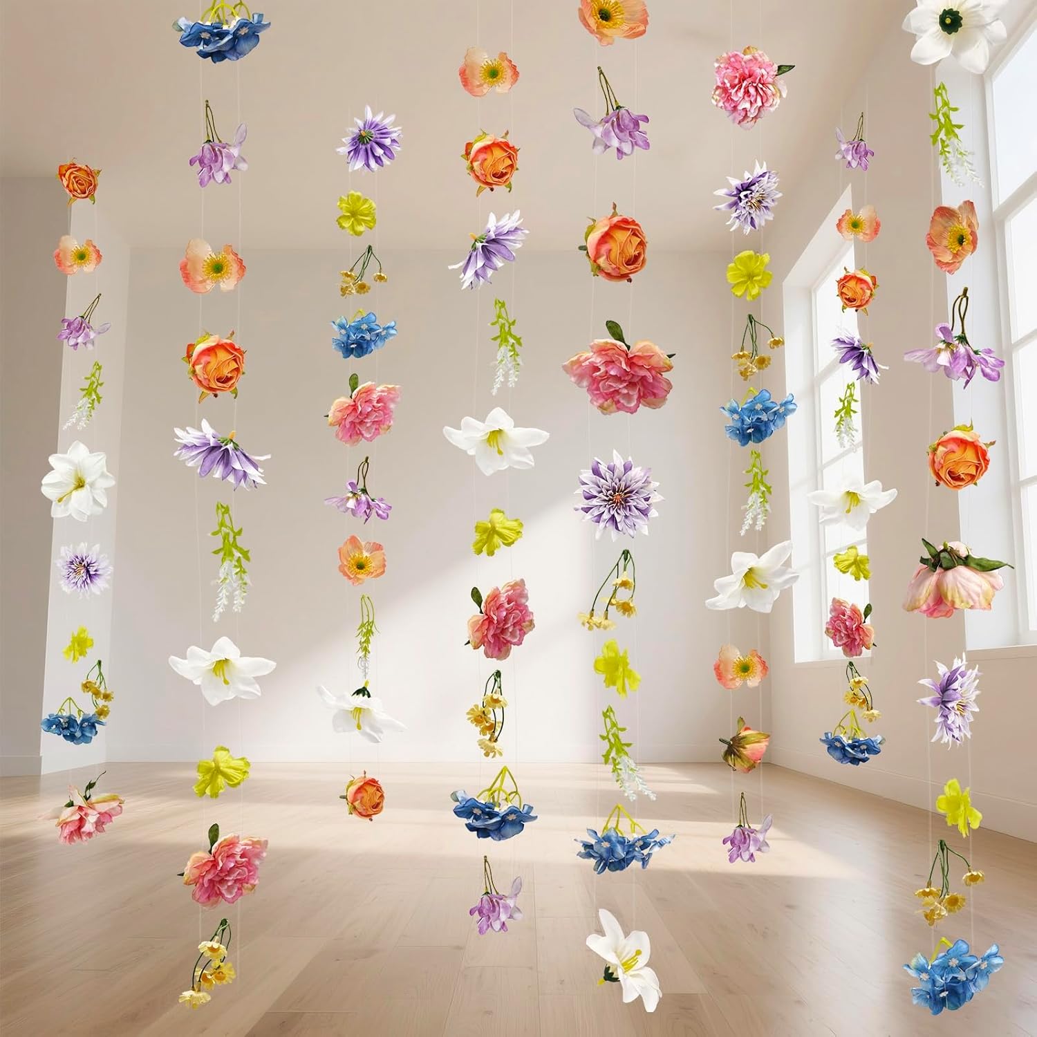 10 Pcs Flower Wall Hanging Artificial Wildflower Garlands Floral Vines Faux Floral Decorations for Home Garden Wedding Party Arch Background