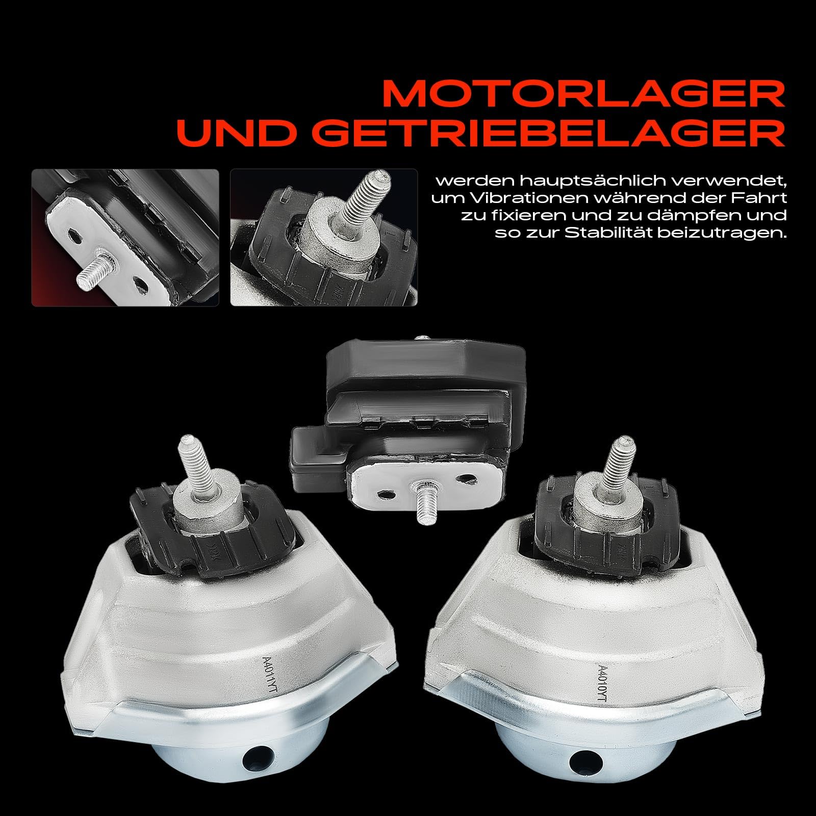 Frankberg 2 supporti motore anteriori + 1 supporto cambio EM-7195 | Compatibile con: Serie 6 Cabrio E64, Serie 6 E63, Serie 5 E60, Serie 5 Touring E61