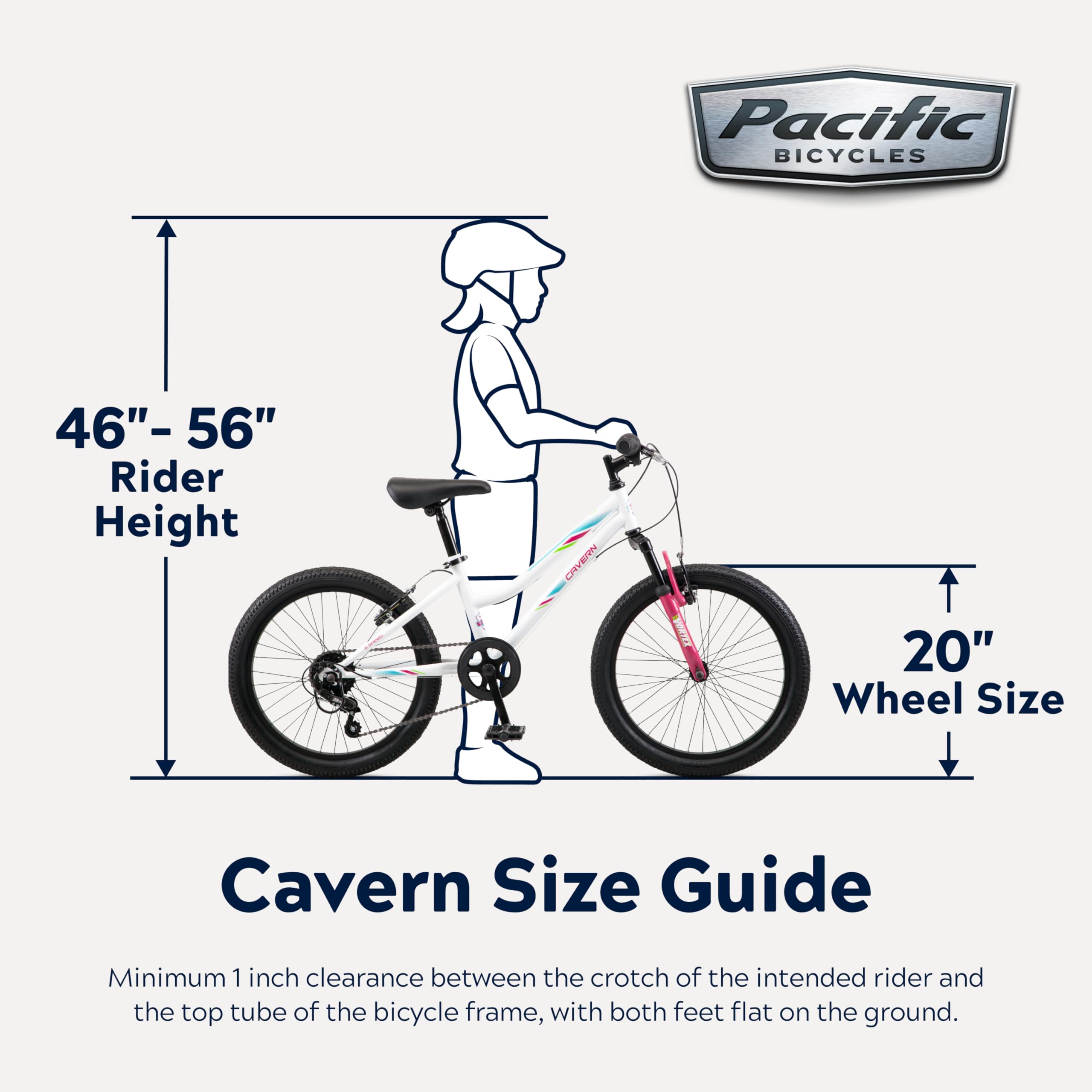 Pacific Cavern Mountain Bike, 20, 24 or 26 Inch Bike for Kids and Adults, 7 or 21 Speed, Durable Steel Frame, Suspension Fork, Hand Brakes, Twist Shifter, Knobby Mountain Tires, for Girls and Boys