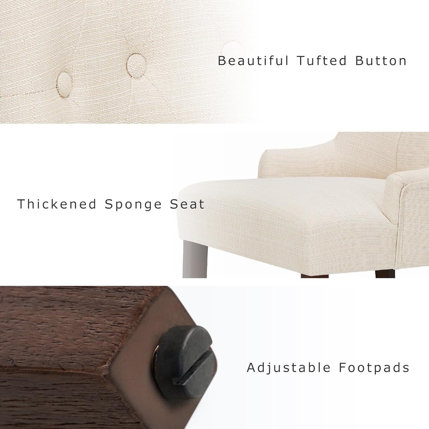 COLAMY Fabric Side Dining Chairs Set of 6, Wingback Upholstered Dining Room Chairs with Tufted Button, Living Room Chairs for Home Kitchen, Beige