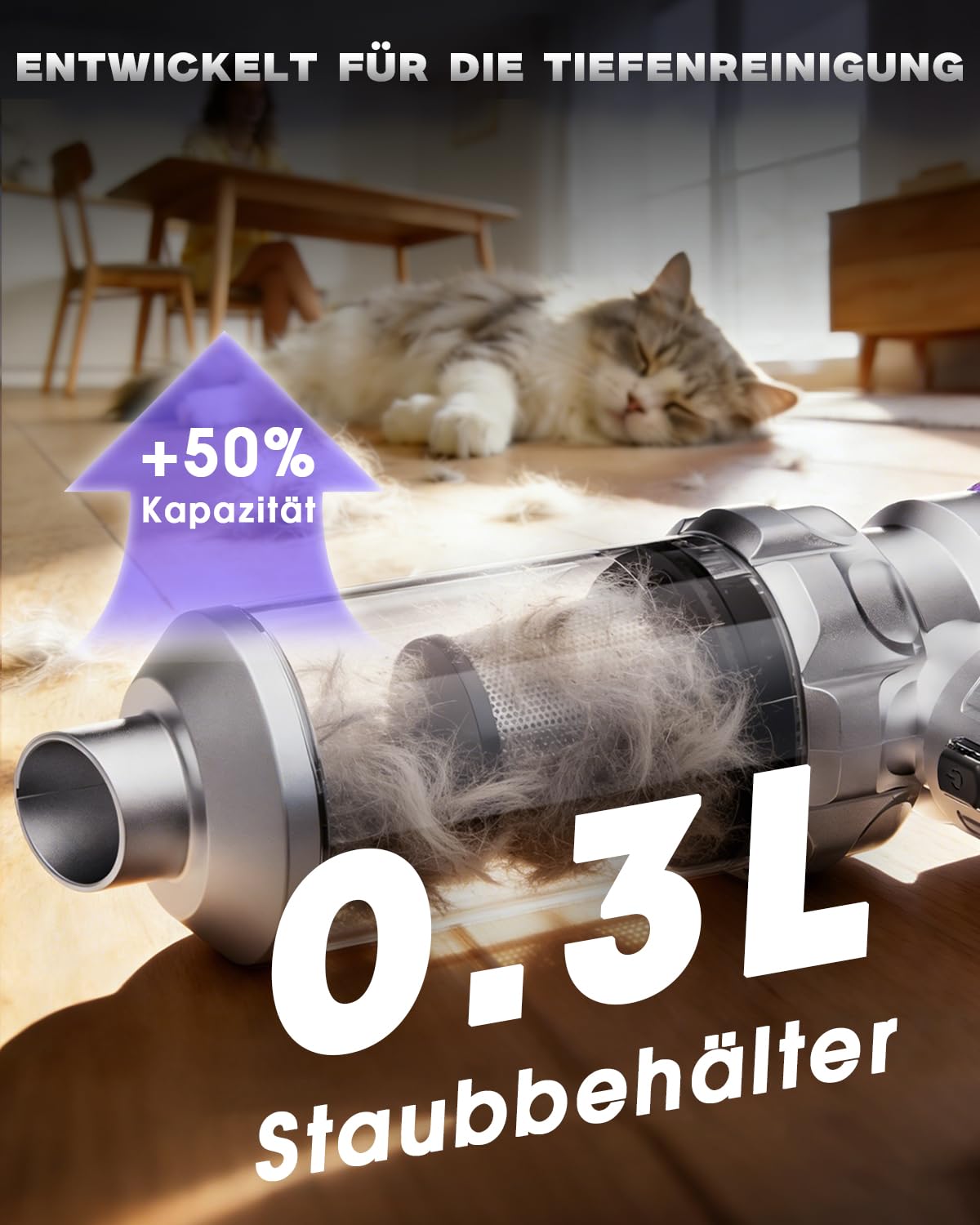 Handstaubsauger Akku, 28000PA Autostaubsauger Kabellos, Bürstenloser Motor, Großer Staubbehälter mit EIN-Knopf-Entleerung, 4 in 1 Mini Staubsauger mit Schlauch für Auto, Tierhaare, PC, Haus