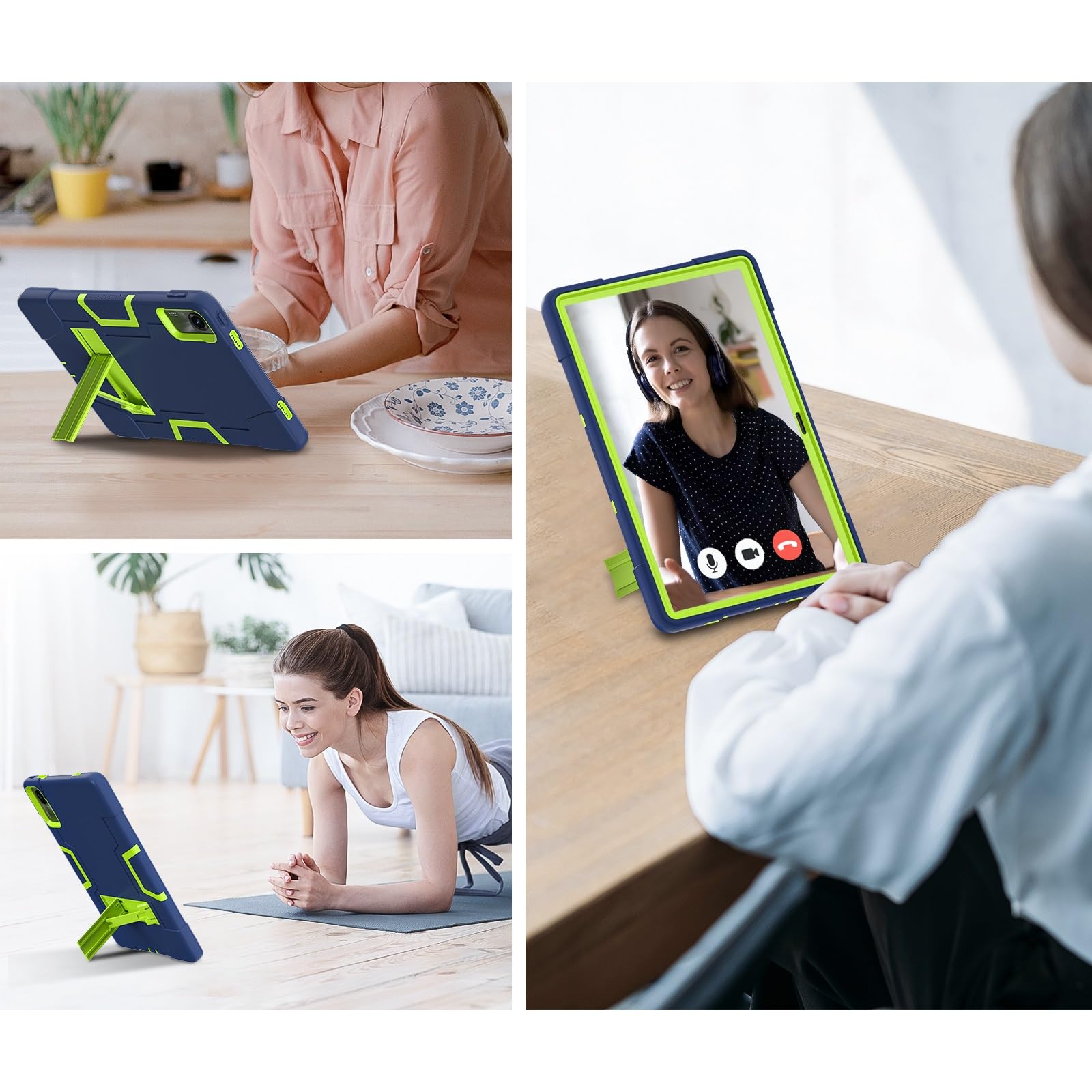 Wytrzymałe etui ochronne kompatybilne z Xiaomi Redmi Pad SE 11 "(2023) etui na tablet silikonowe etui z podpórką, wytrzymała, odporna na wstrząsy powłoka wytrzymała osłona ochronna (kolor: granatowy +