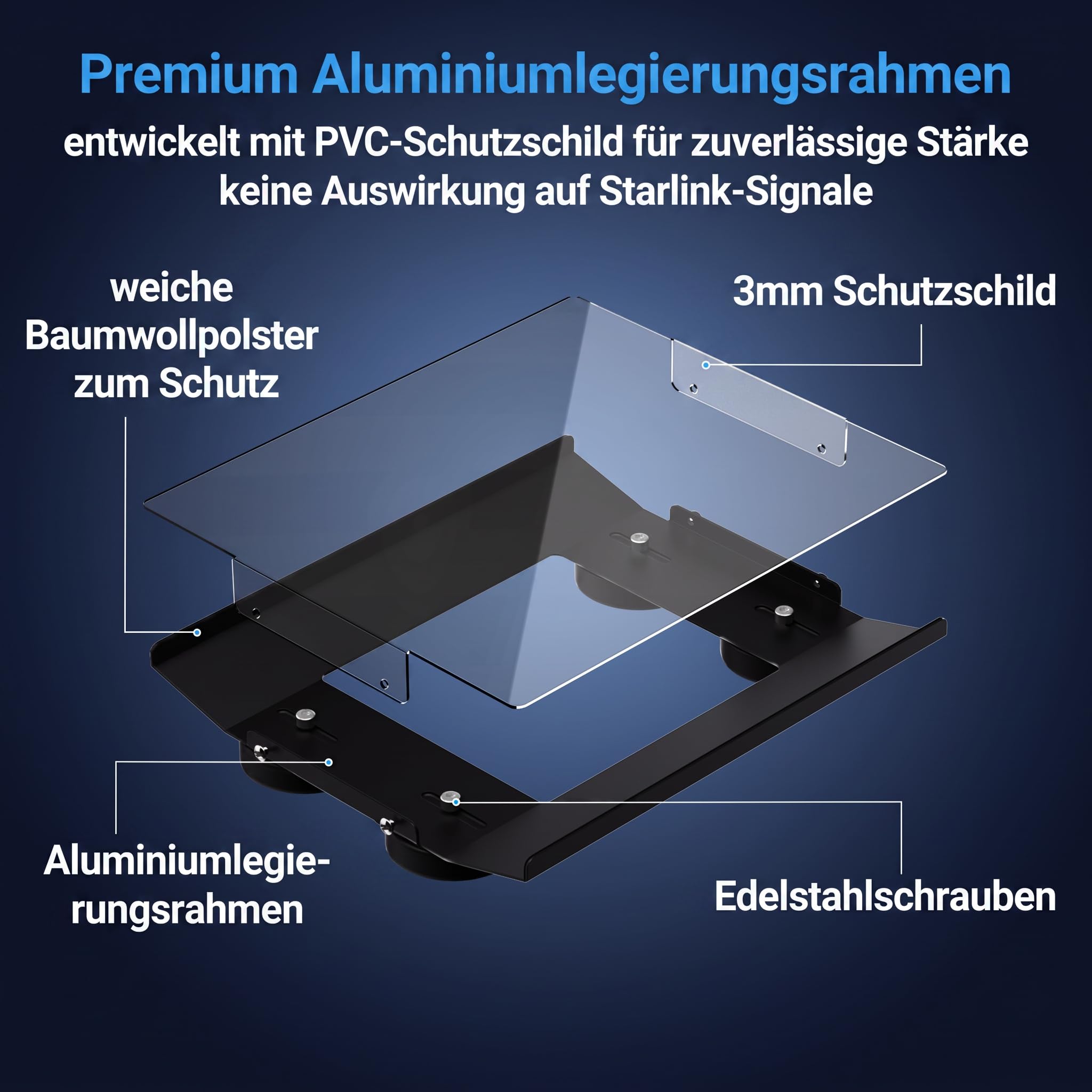Starlink Mini support magnétique de toit 160 kg Bouclier de protection Noir
