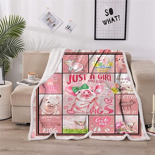 Miniatura 2 de Regalos de cerdo para mujeres y niños, manta de cerdo, manta de cerdo, manta suave y cálida para el hogar, sofá, cama, 50 x 60 pulgadas