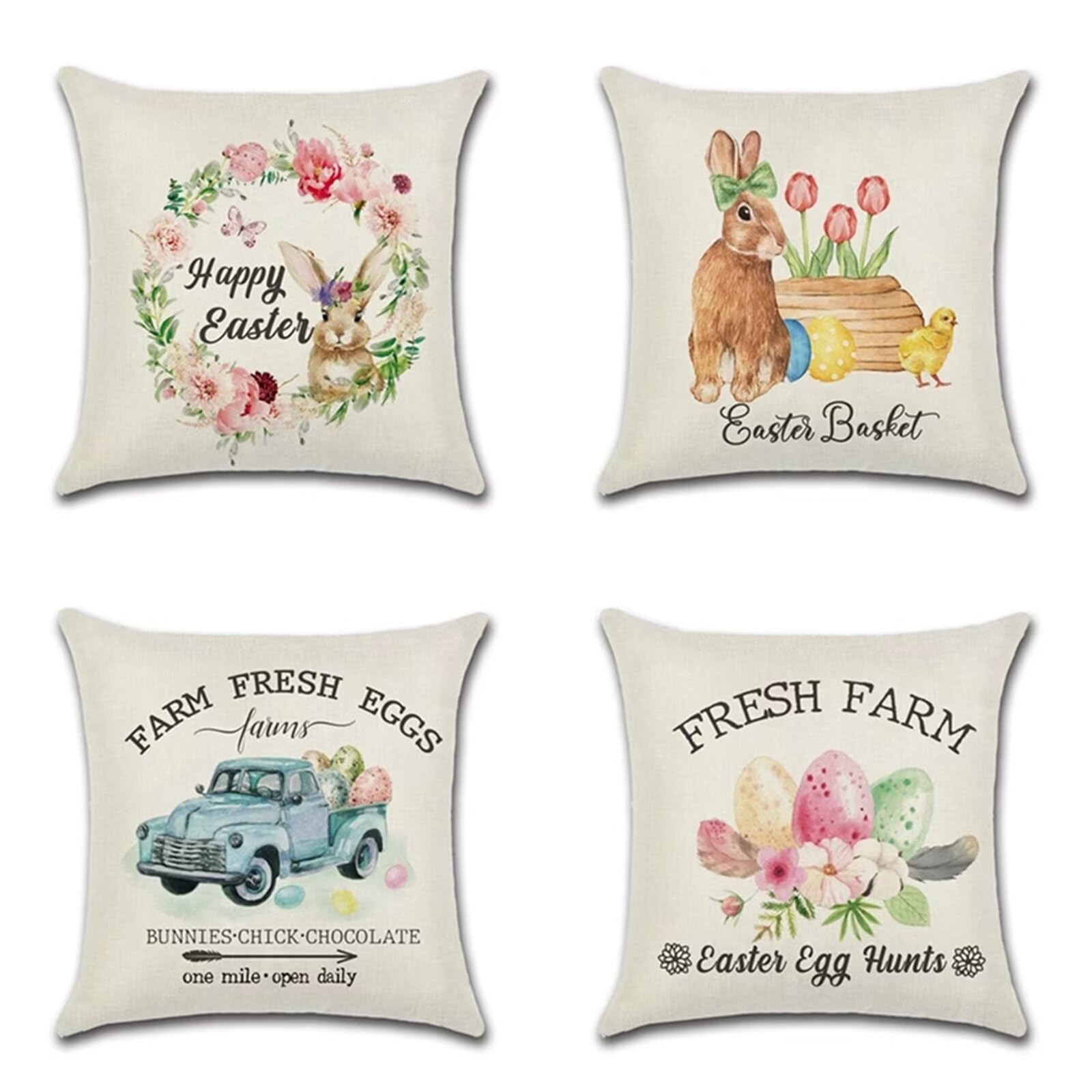 Federe Cuscini Divano 65x65cm Set di 4 Cuscini per Divano in Morbido Cuscini Esterno Quadrato Doppio Lato Estate Impermeabili Pulcino d'auto Cuscini Decorativi,per Divano Soggiorno Letto Blu OW-1492