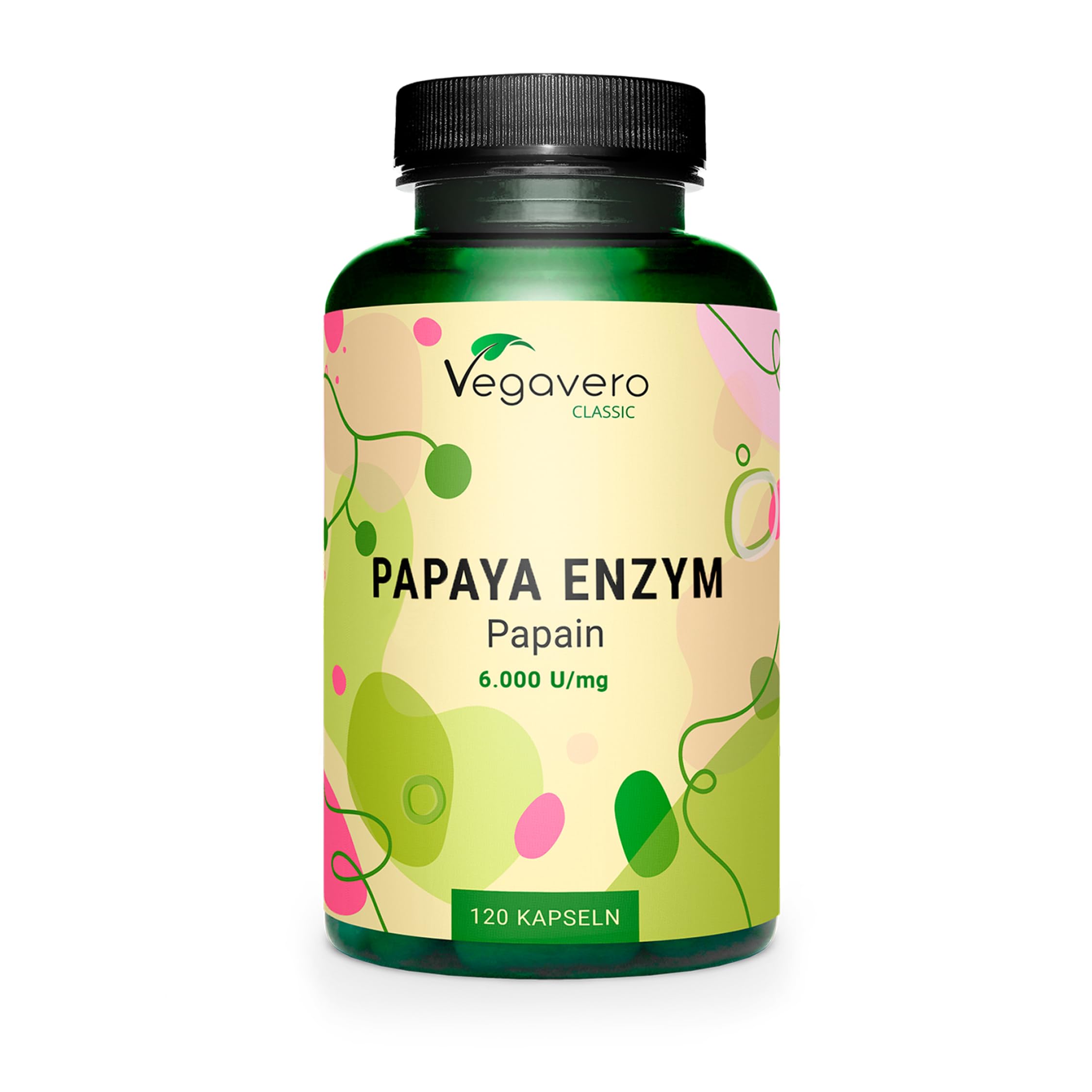 Papaya Enzym Vegavero | Geruchlos | Hochdosiert: 2.100 mg reines Papain pro Tagesdosis | Hohe Enzymaktivität: 4.2 Mio U | Natürlich aus der Frucht| 120 Kapseln | Vegan & Ohne Zusätze