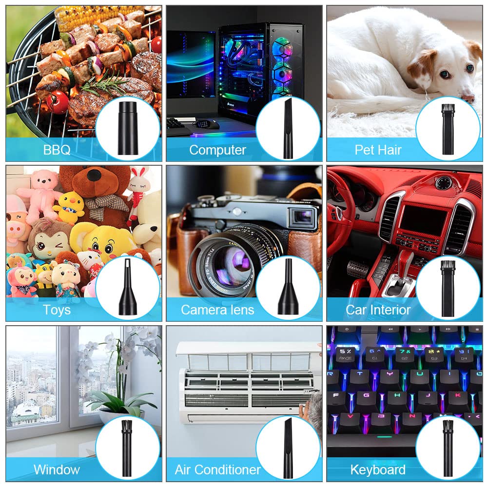 URAQT 2-in-1 Staubgebläse Druckluft, Staubsauger Tastatur Reinigungsset mit LED-Licht, 91000 U/min Elektrische Druckluftspray Reiniger, Mini Handstaubsauger für PC,Laptop,Sofa,Auto Zubehör Reinigung