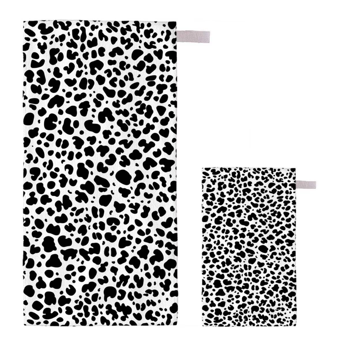 Toalla de Playa Grande 220x100cm/35x70cm, Juego de 2 Toalla Microfibra XXL de Antiarena, Toallas Playa Suave Ligera, Absorbente Secado Rápido, Beach Towel Viaje, Regalo Mujer Hombre (Leopardo) H-43