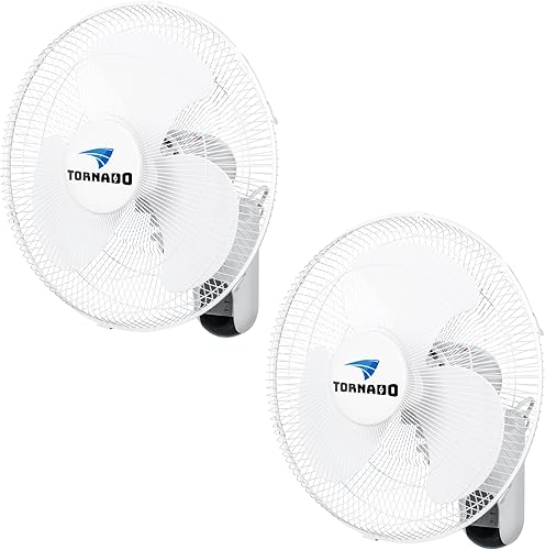 Miniatura 7 de Tornado Paquete de 2 ventiladores oscilantes de montaje en pared de 16 pulgadas, control remoto incluido 3 velocidades 2650 CFM cable de 6 pies con