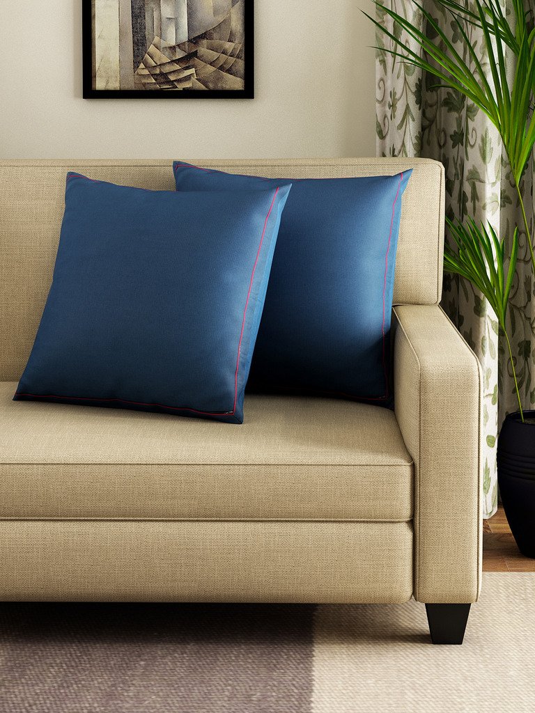 Swayam Set of 2 Solid Cotton Green Cushion Cover | 24 x 24 Inch | Soft