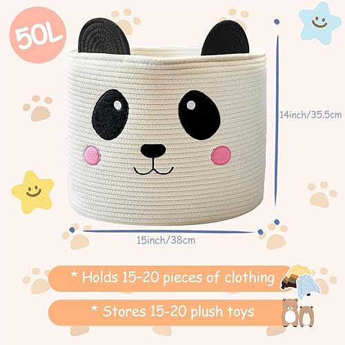 Miniatura 35 de OMERAI Cesta de animales para gatos, bonita canasta de manta grande tejida de cuerda de algodón, almacenamiento de juguetes para decoración del Gris