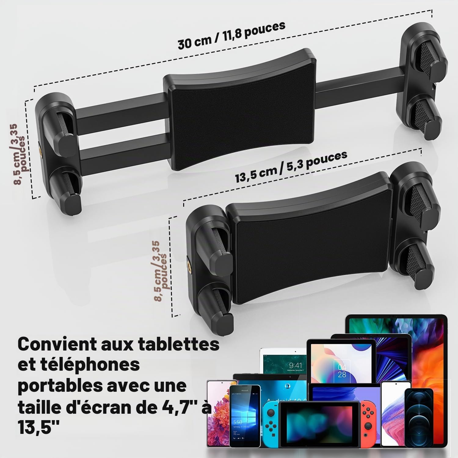 Support Tablette de Microphone, Support de Tablette et Téléphone, Pieds de Micro Musique Pivotant à 360° pour iPad, Pro, Mini, Air 4.7-13.5 Pouces Tablette Téléphone