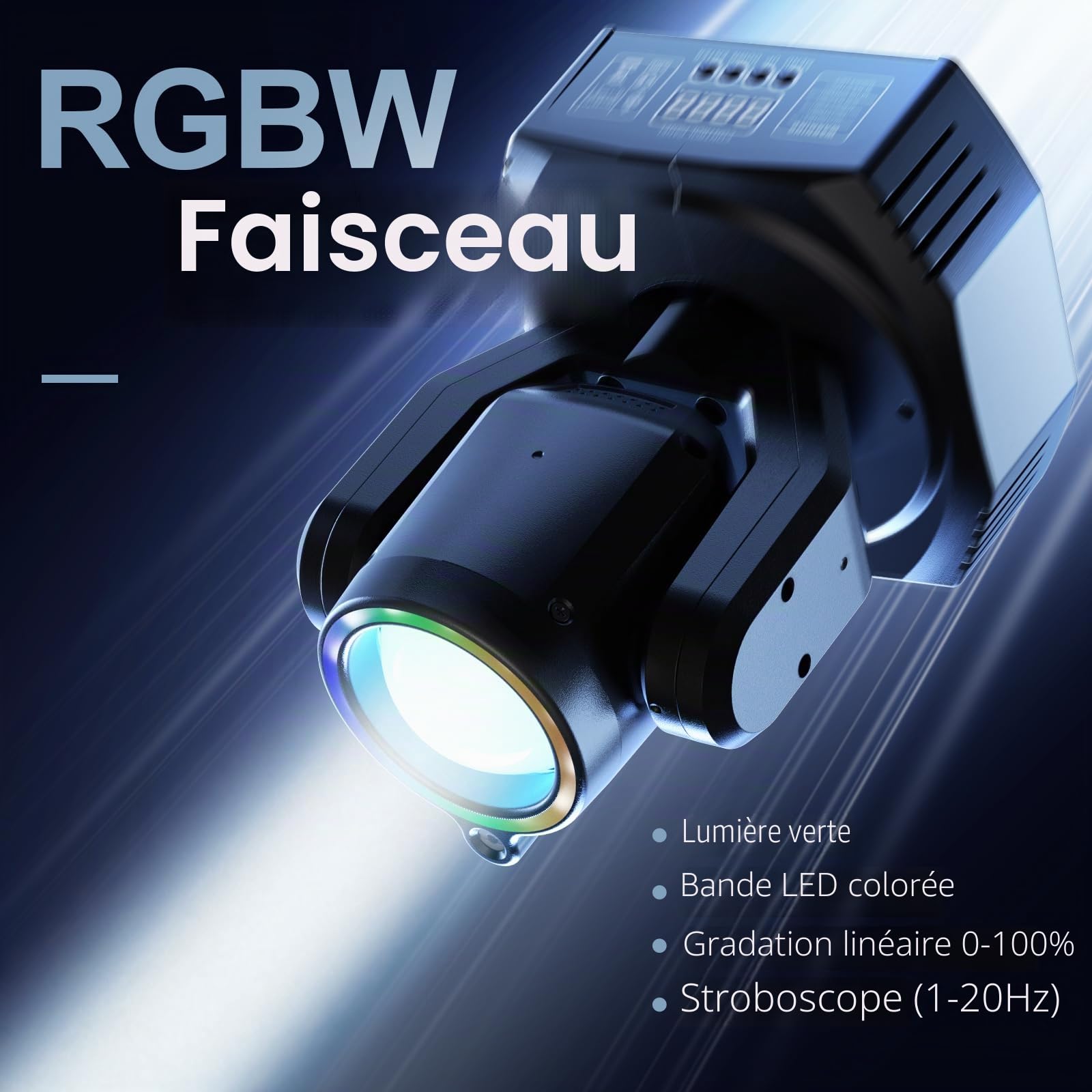 Lyre LED 30W, 2PCS Lumière DJ Éclairage de Scène à Tête Rotative, Faisceau RGBW Las Vert DMX512 Activé par le Son avec Télécommande, pour Fête DJ Bar Mariage Disco Maison