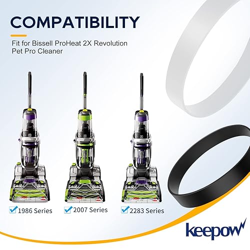 Miniatura 16 de KEEPOW Juego de correas de vacío de repuesto compatibles con Bissell ProHeat 2X Revolution Pet Pro Cleaner 1986, 1964, 2007, 2007P, piezas # 1611129