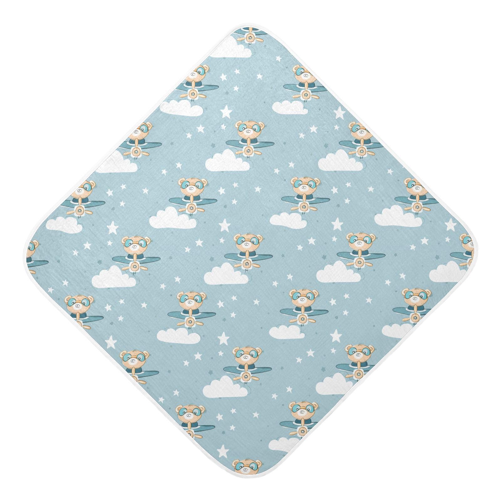 Msyxl Bears Goggles Pattern Hooded Towel - Ultra Soft & Absorbent Muslin Cotton Bath Towel for Babies, Toddlers, Newborn - Boys & Girls Essential 35