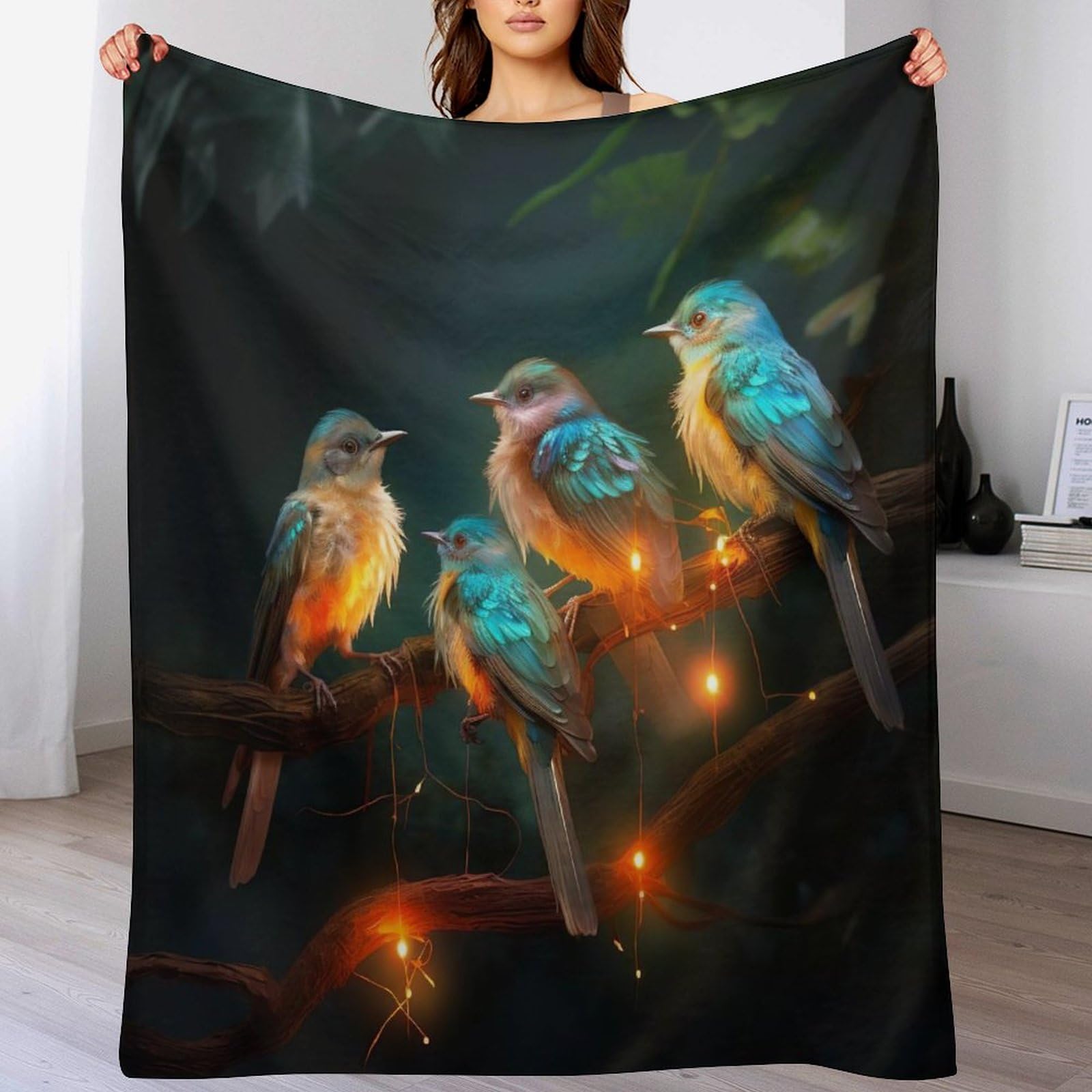 PAZZK Bird Throw Blankets Soft Warm Comfortable Throws for Couch Flannel Fluffy Blanket Bed Throw for Bedroom Couch Travel Kids Bedroom Accessories（100×130cm）