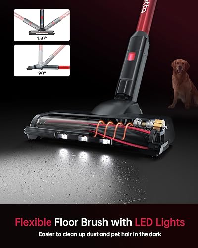 Miniatura 4 de FABULETTA Aspiradora inalámbrica, potencia de succión máxima de 30 Kpa de hasta 50 minutos de funcionamiento, aspiradora ligera 6 en 1 con motor sin