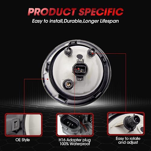 Miniatura 5 de Reemplazo de montaje de luz antiniebla para Chevy Camaro 2010 2011 2012 2013 con bombillas halógenas y bisel negro (lente transparente)