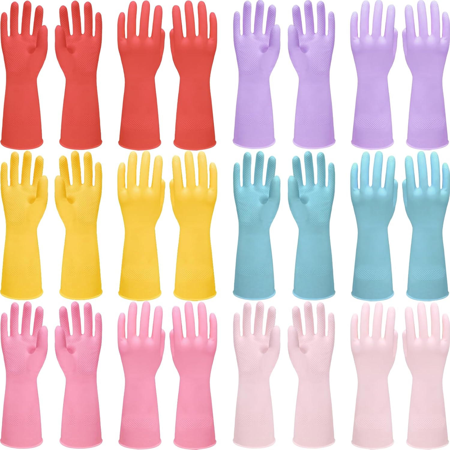 12 Pairs Rubber Cleaning Gloves for Dishwashing Reusable Kitchen Gloves for Washing Dishes and Household